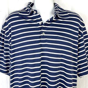 iliac Bert La Mar Navy Striped Golf Shirt Polo XL Mens Luxury Hybrid Notch Sleev